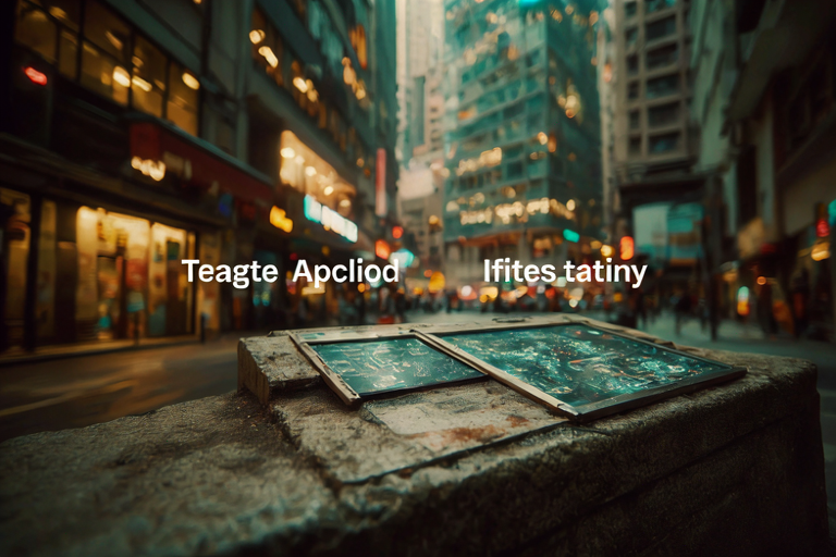 Editorial illustration depicting a digital advertisement panel on a city ledge, contrasting with a blurred, modern urban backdrop.