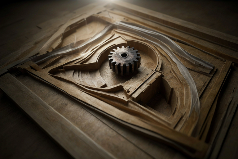Conceptual illustration of a foundational structure with a misaligned gear, symbolizing political policy shifts.