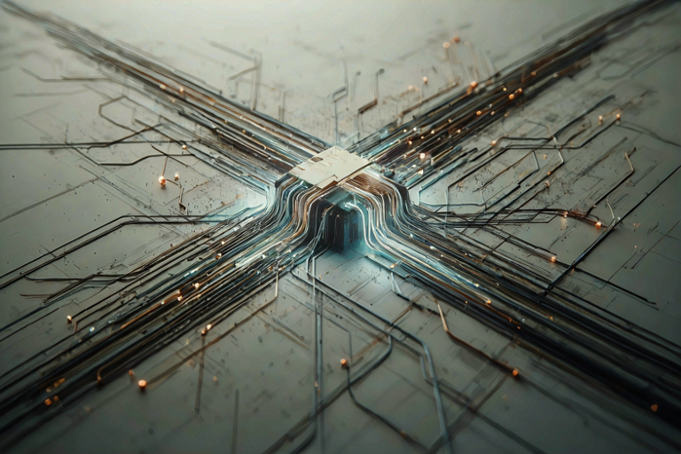 Conceptual illustration of interconnected pathways and a central decision point representing future policy options.