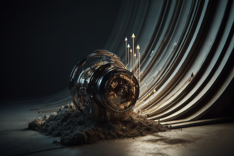 Conceptual illustration of deep technology transitioning from research to commercial application.