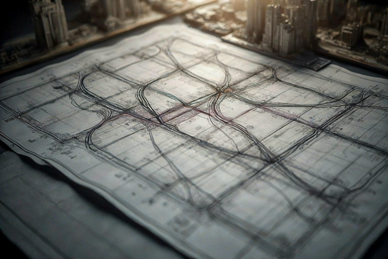 Editorial illustration depicting a flexible economic plan unfurled on a dark wooden surface, with soft light highlighting curved, adaptable lines.
