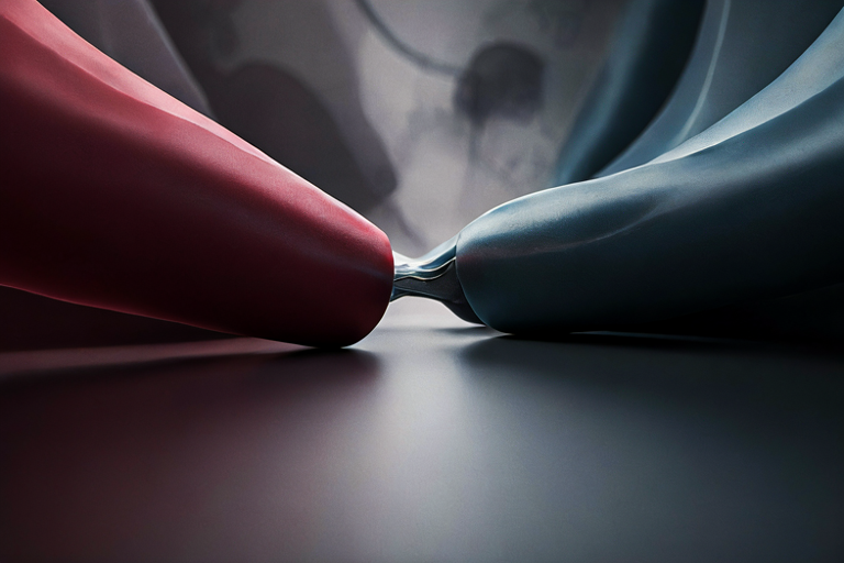 Conceptual illustration of diplomatic engagement between two opposing interests.