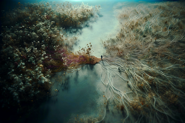Conceptual illustration showing a surge of movement from one area to another, followed by a moderation in the flow.