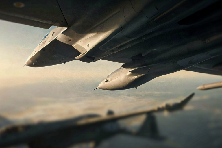 Conceptual illustration of advanced fighter jets in a vast sky, symbolizing military observation and technological exchange.