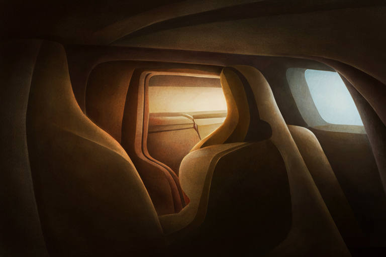 Editorial illustration depicting a quiet, reflective drive in a vehicle after a competition.