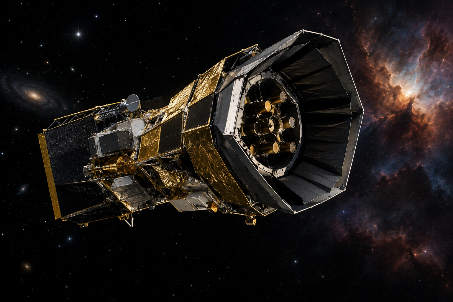 Conceptual illustration of the PRIMA space observatory designed to study cosmic objects obscured by dust.
