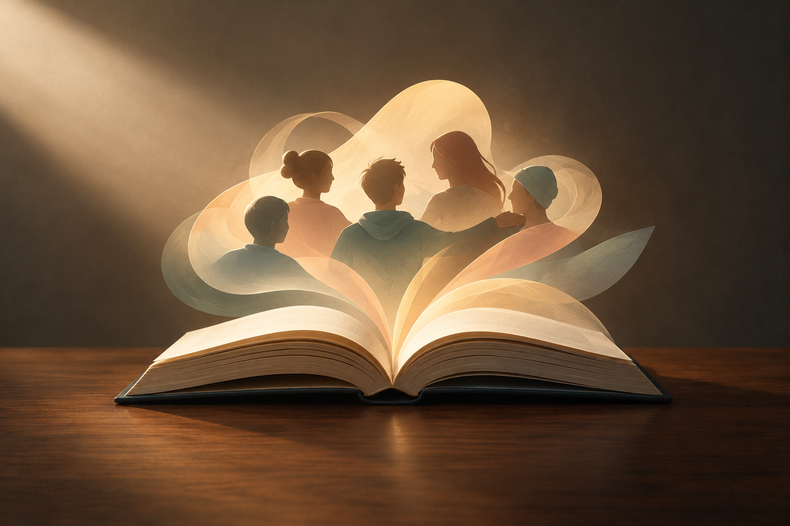 Editorial illustration symbolizing support and community for young cancer patients through shared experience.