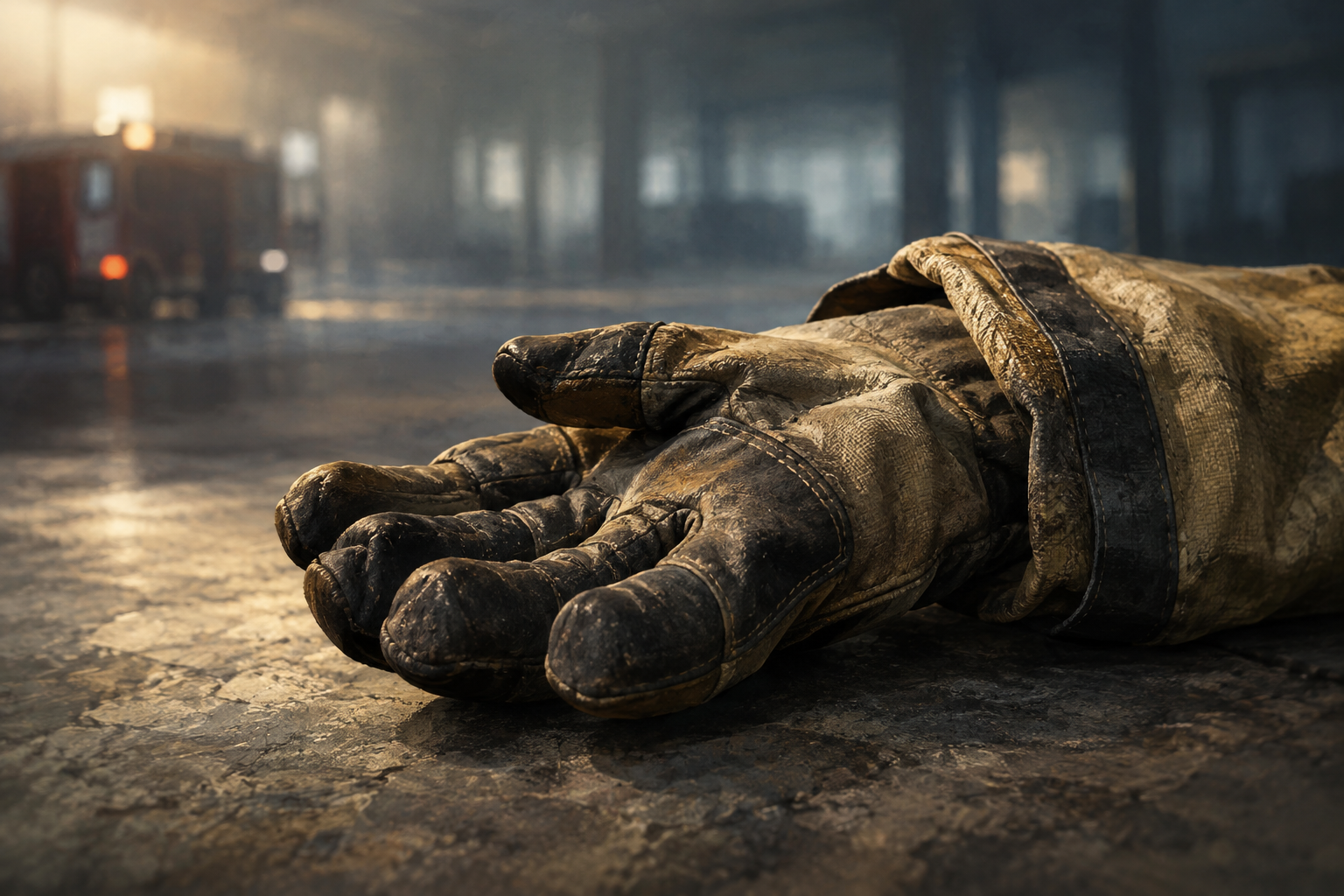 A close-up illustration of protective work gear resting on a textured surface, symbolizing a legal award following an injury at a shelter.