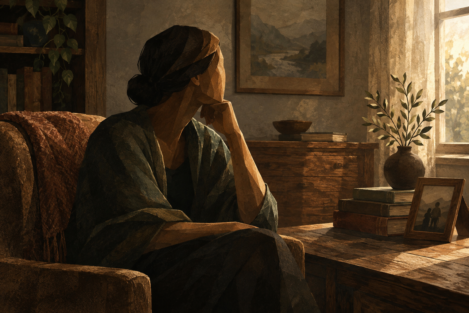 An editorial illustration conveying themes of resilience and advocacy through abstract form and lighting.
