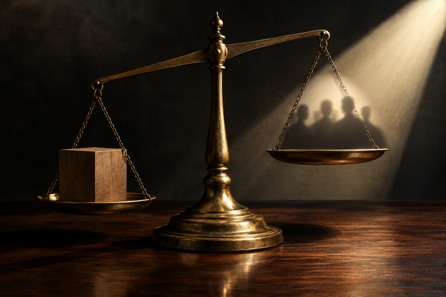 A conceptual illustration of a scale balancing data against editorial influence, emphasizing institutional review.