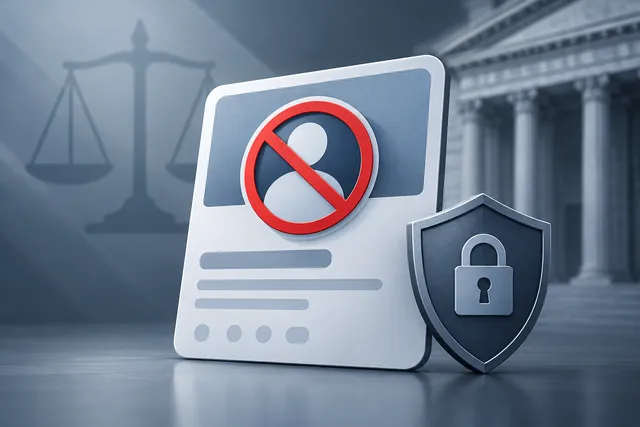 AI illustration based on reference photographs; not an event photograph. An editorial illustration depicting a restricted digital profile icon against a muted, abstract background.