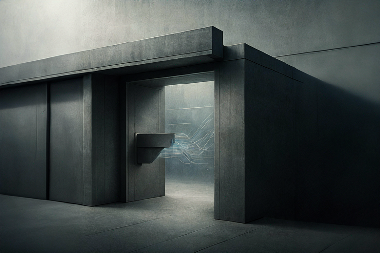 Conceptual illustration of a financial barrier restricting the flow of investment into a brokerage structure.