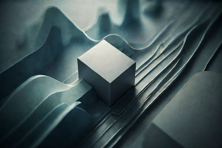 Conceptual illustration of a financial market's dynamic movement, featuring abstract geometric forms and sweeping lines of light.