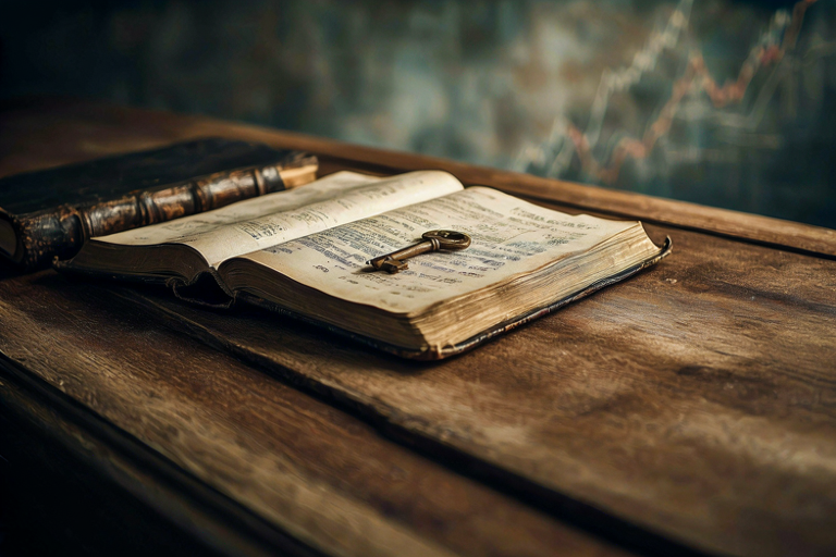 A conceptual illustration of a heavy ledger with a brass key, set against a backdrop of abstract economic trends, symbolizing political promises and financial scrutiny.