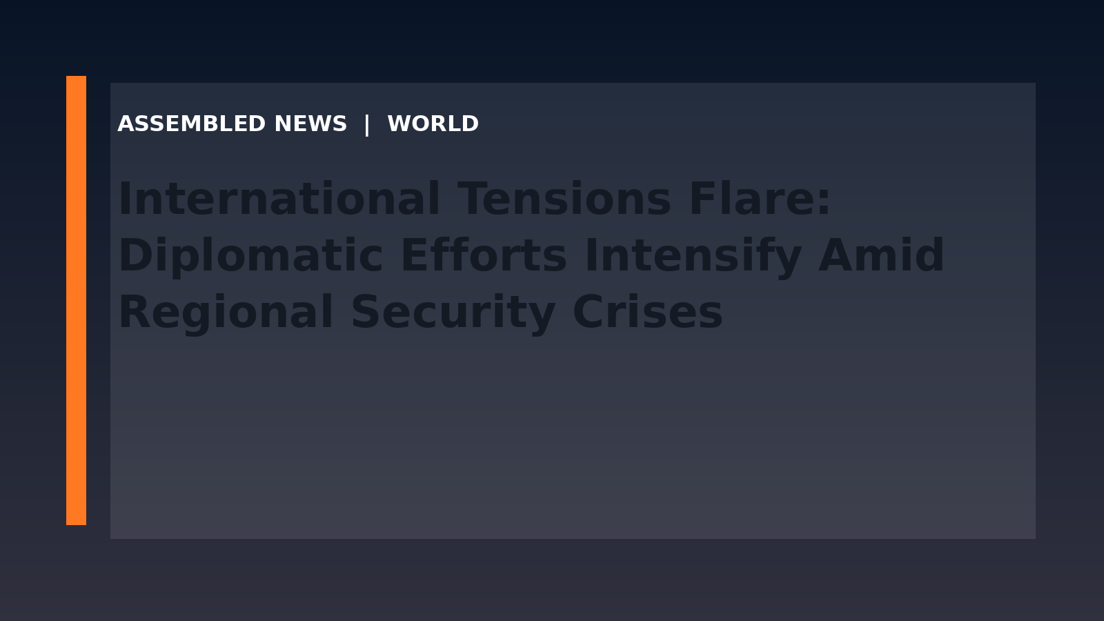 International Tensions Flare: Diplomatic Efforts Intensify Amid Regional Security Crises
