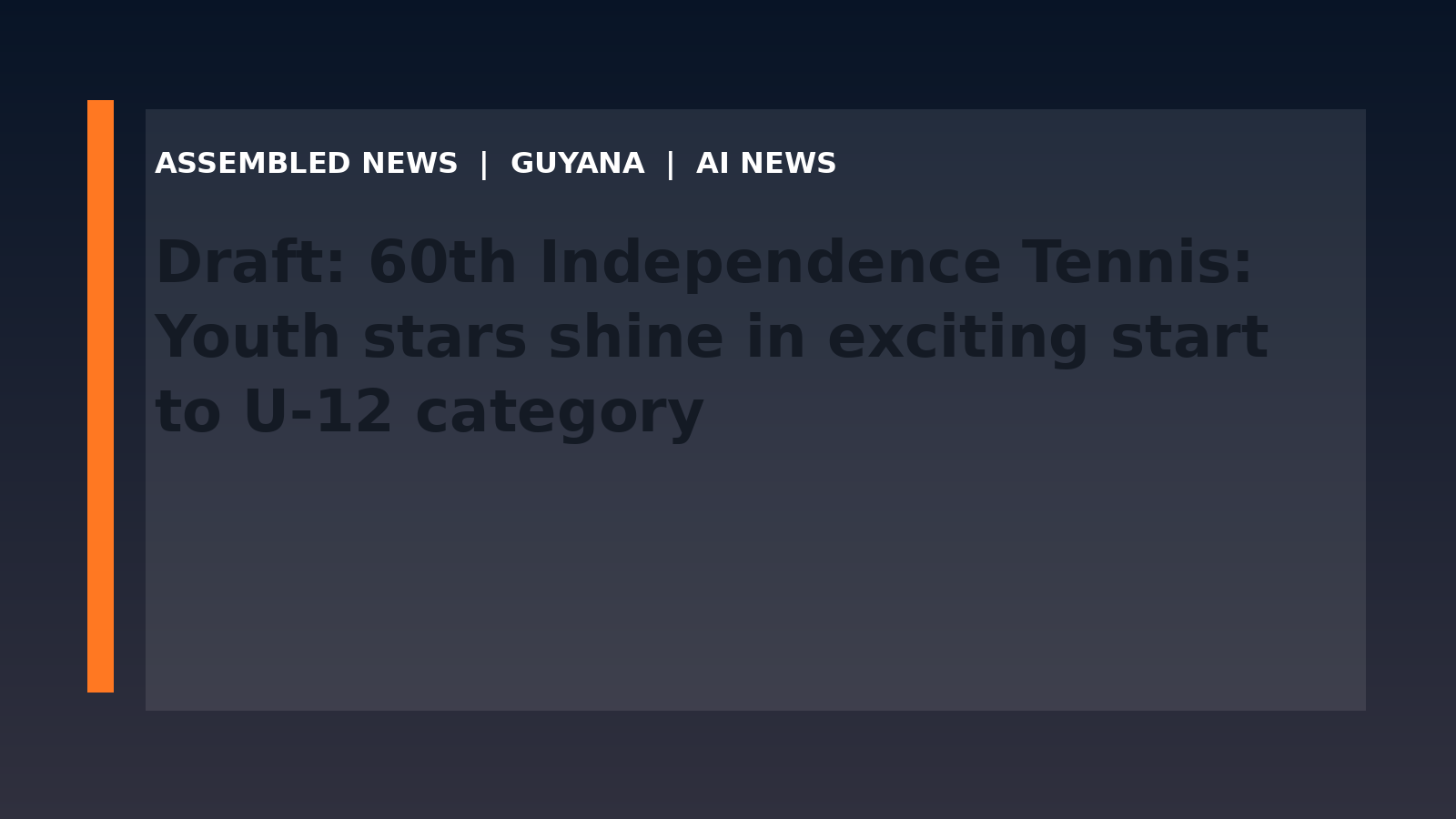 Draft: 60th Independence Tennis: Youth stars shine in exciting start to U-12 category