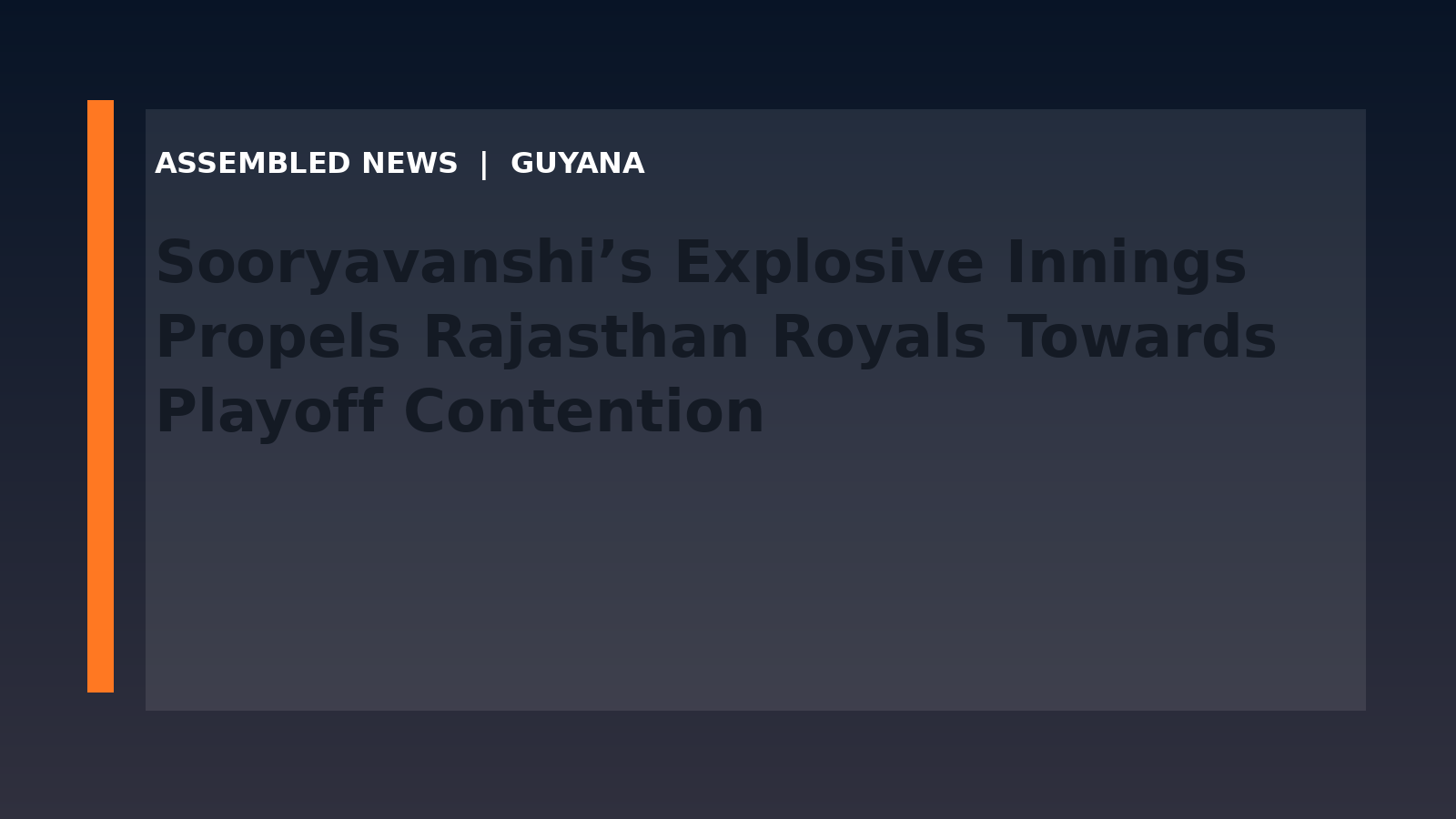 Sooryavanshi’s Explosive Innings Propels Rajasthan Royals Towards Playoff Contention