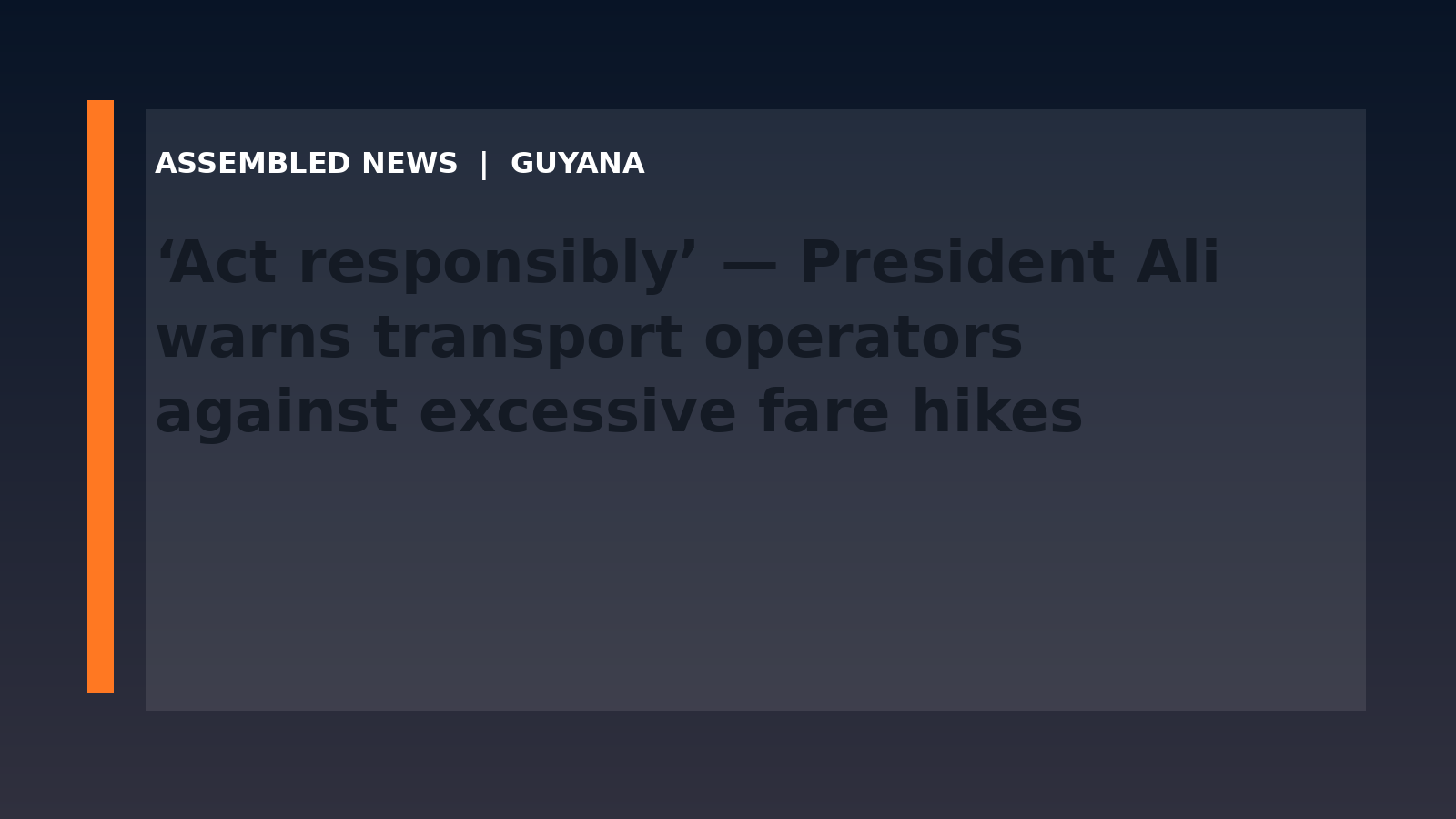 ‘Act responsibly’ — President Ali warns transport operators against excessive fare hikes