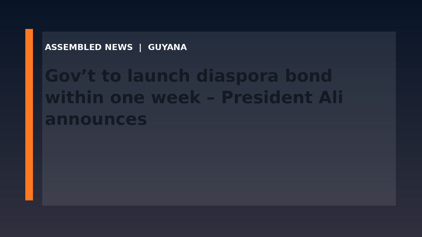 Draft: Gov’t to launch diaspora bond within one week – President Ali announces