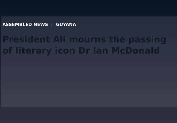Draft: President Ali mourns the passing of literary icon Dr Ian McDonald